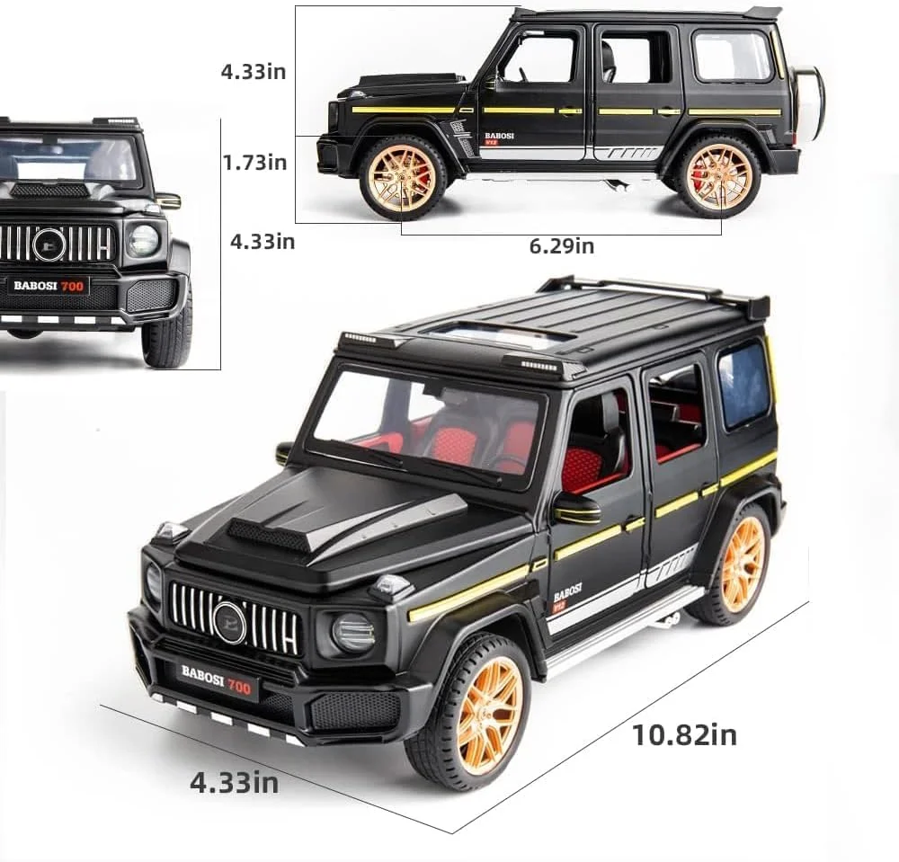 مدل ماشین مرسدس Brabus 700 Benz AMG G63 G-Wagon مقیاس 1:32، آلیاژ فلزی، عقب کش، دایکست، با قابلیت باز شدن درها و پخش نور و موسیقی (رنگ ها مطابق موجودی)