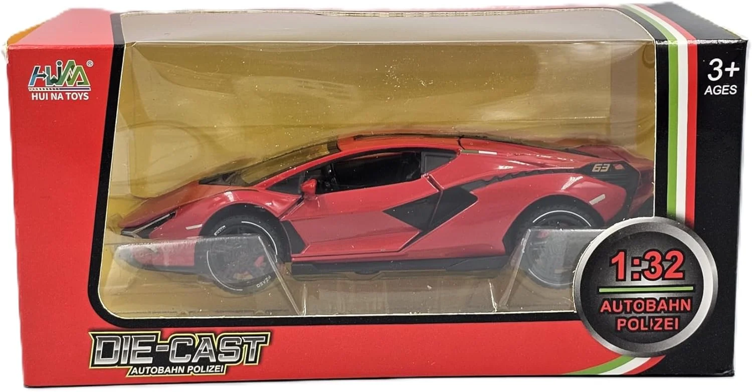 مدل ماشین لامبورگینی دایکست عقب کشیدنی با نور صدا و درهای بازشو، اسباب بازی های ماشین مدل برتر برای پسران، اسباب بازی های ماشین فلزی دایکست، ماشین های دایکست مناسب برای سنین 3 سال به بالا - یک سورپرایز عالی تولد (قرمز)