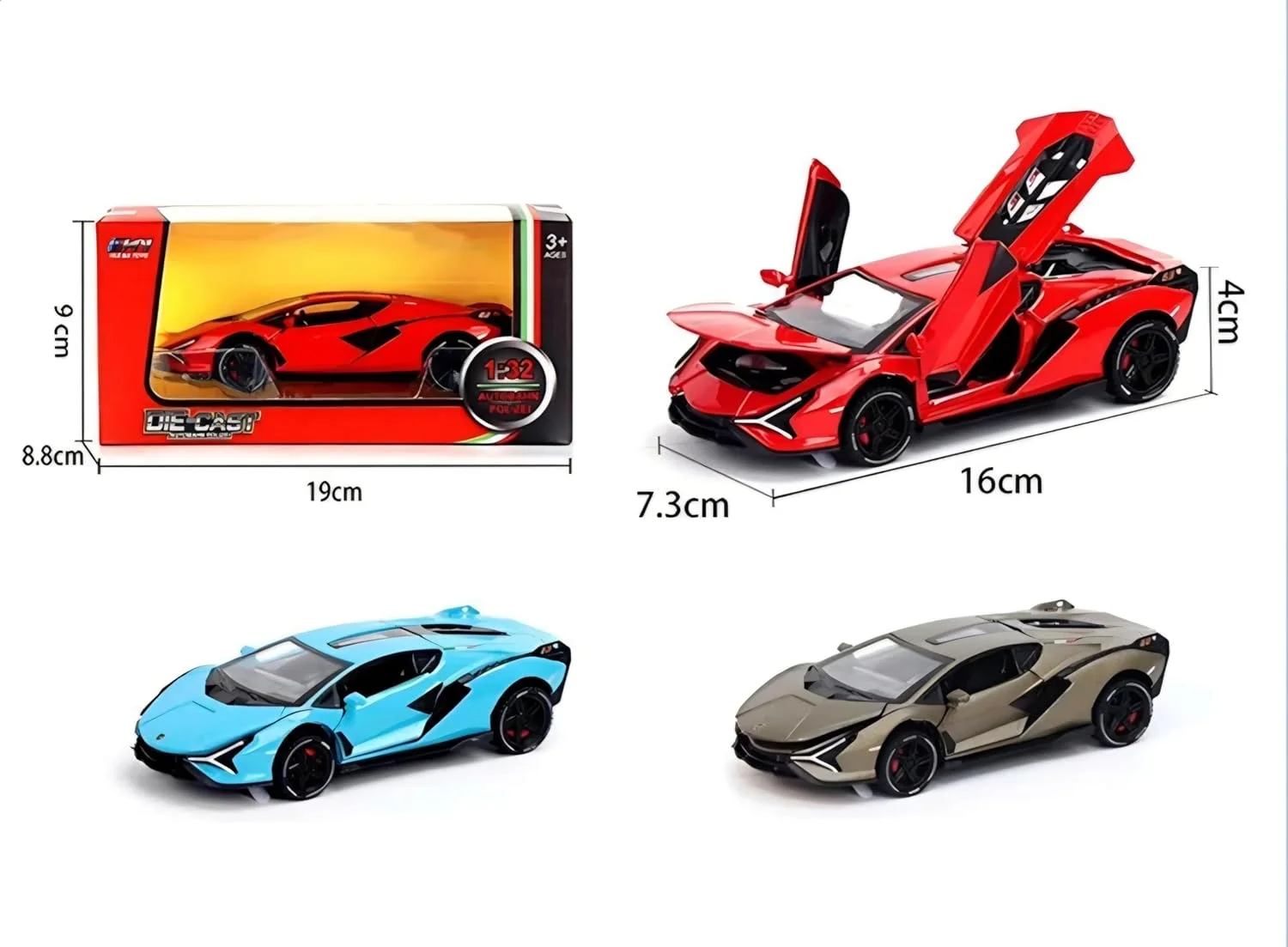 مدل ماشین لامبورگینی دایکست عقب کشیدنی با نور صدا و درهای بازشو، اسباب بازی های ماشین مدل برتر برای پسران، اسباب بازی های ماشین فلزی دایکست، ماشین های دایکست مناسب برای سنین 3 سال به بالا - یک سورپرایز عالی تولد (قرمز)