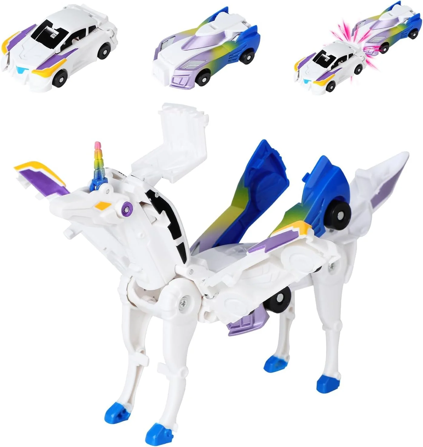 اسباب بازی ماشین رباتی KASTWAVE، تغییر شکل با یک دکمه به ربات، اسباب بازی ماشین مهندسی تغییر شکل مغناطیسی، اسباب بازی ماشین تک شاخ تغییر شکل دهنده نهایی، مناسب برای تولد پسران و دختران، آبی