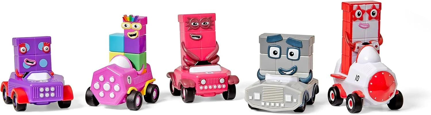 وسایل نقلیه کوچک نامبربلاکز از لرنینگ ریسورسز، شش تا ده، مناسب برای سنین 3 سال به بالا، ماشین های اسباب بازی برای یادگیری اعداد و اشکال