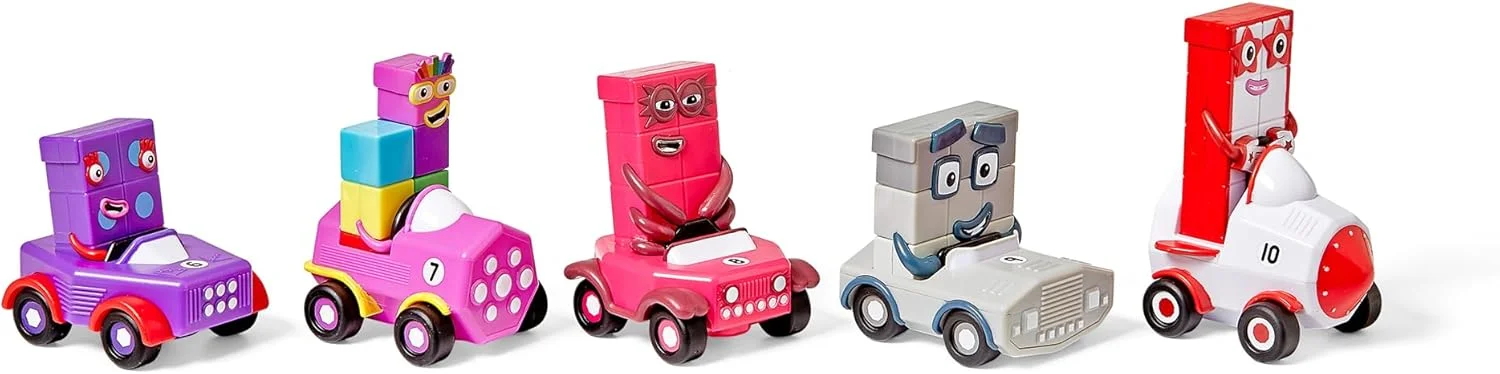 وسایل نقلیه کوچک نامبربلاکز از لرنینگ ریسورسز، شش تا ده، مناسب برای سنین 3 سال به بالا، ماشین های اسباب بازی برای یادگیری اعداد و اشکال