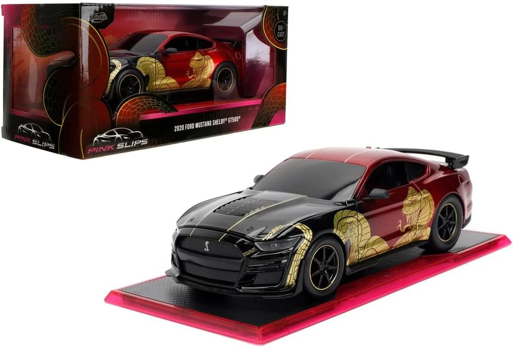 JADA Pink Slips ماشین مدل فورد موستانگ GT 500 سال 2020، مقیاس 1:24، ماشین دایکست به همراه پایه، اسباب بازی برای کودکان و بزرگسالان