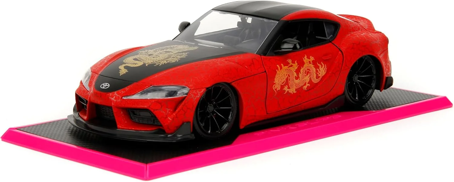 JADA Pink Slips 1:24 - تویوتا سوپرا 2020، ماشین دایکست با پایه، اسباب بازی برای کودکان و بزرگسالان