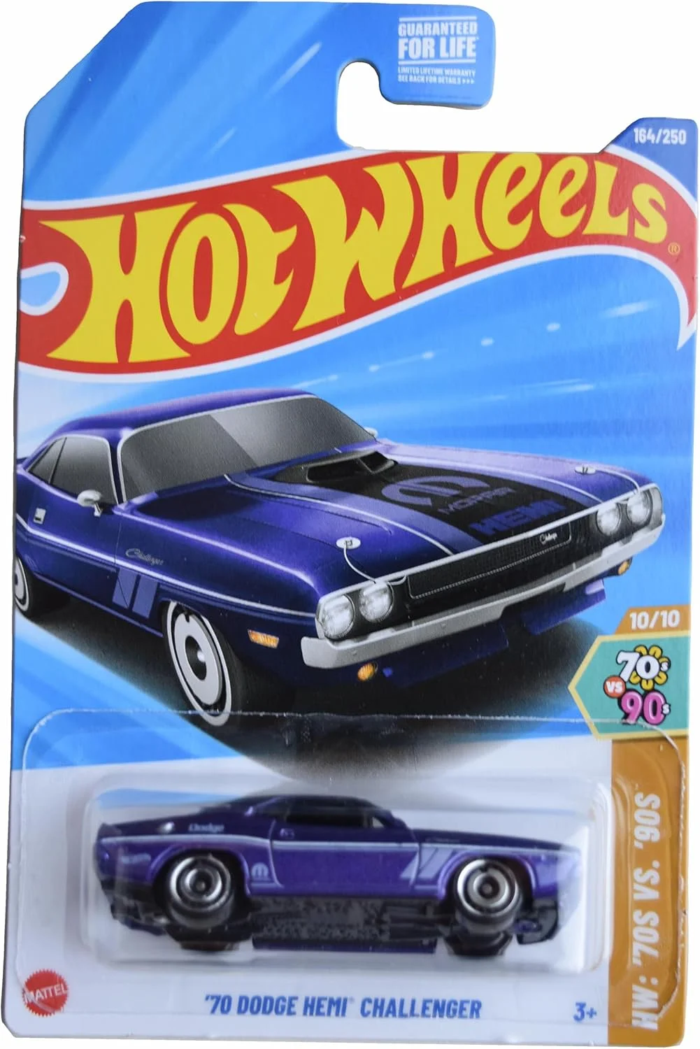 ماشینHot Wheels دوج چلنجر Hemi مدل 1970، سری HW دهه 70 در مقابل دهه 90، شماره 10 از 10 [بنفش]، 164 از 250