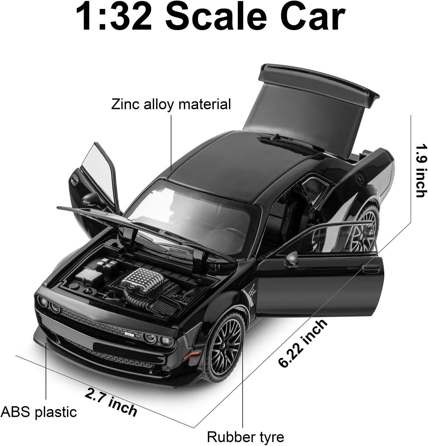 مدل ماشین اسباب بازی چلنجر دوج برای کودکان مقیاس 1:32، ماشین های فلزی دایکاست عقب کشیدنی با صدا و نور، هدیه تولد برای پسران و کودکان 3 سال به بالا مدل ماشین اسباب بازی چلنجر دوج برای کودکان مقیاس 1:32، ماشین های فلزی دایکاست عقب کشیدنی با صدا و نور، هدیه تولد برای پسران و کودکان 3 سال به بالا