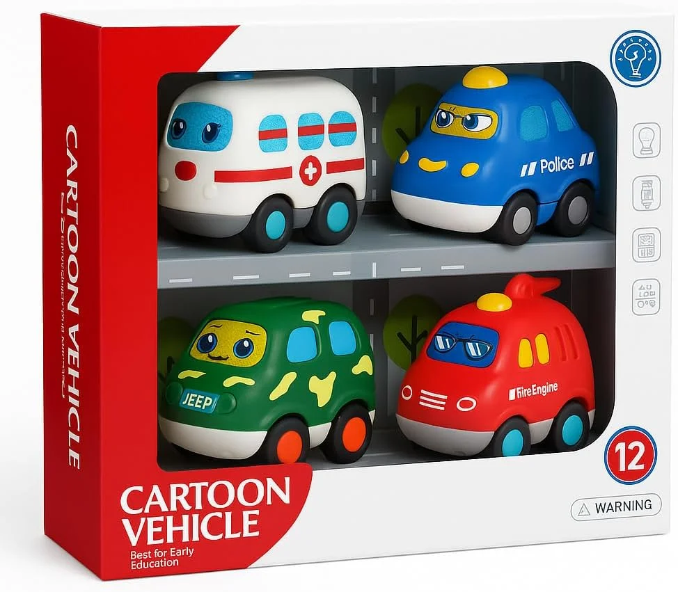 اسباب بازی های موزیکال کودکانه فیتو با طرح کارتونی، مجموعه 4 عددی ماشین های شهری بامزه همراه با موسیقی و نور اسباب بازی های موزیکال کودکانه فیتو با طرح کارتونی، مجموعه 4 عددی ماشین های شهری بامزه همراه با موسیقی و نور
