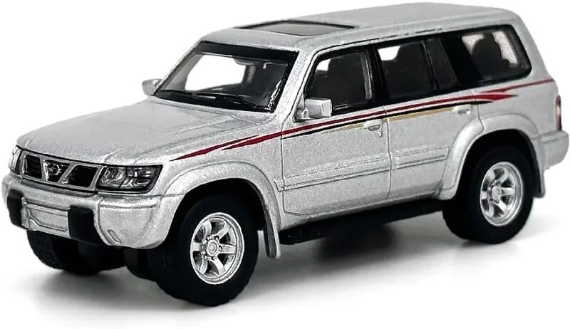 ماکت فلزی نیسان پاترول Y61 مدل 1998، مقیاس 1:64، مدل واقعی، هدیه ای با کیفیت برای طرفداران، آقایان، پسران، کلکسیونرها (نقره ای)