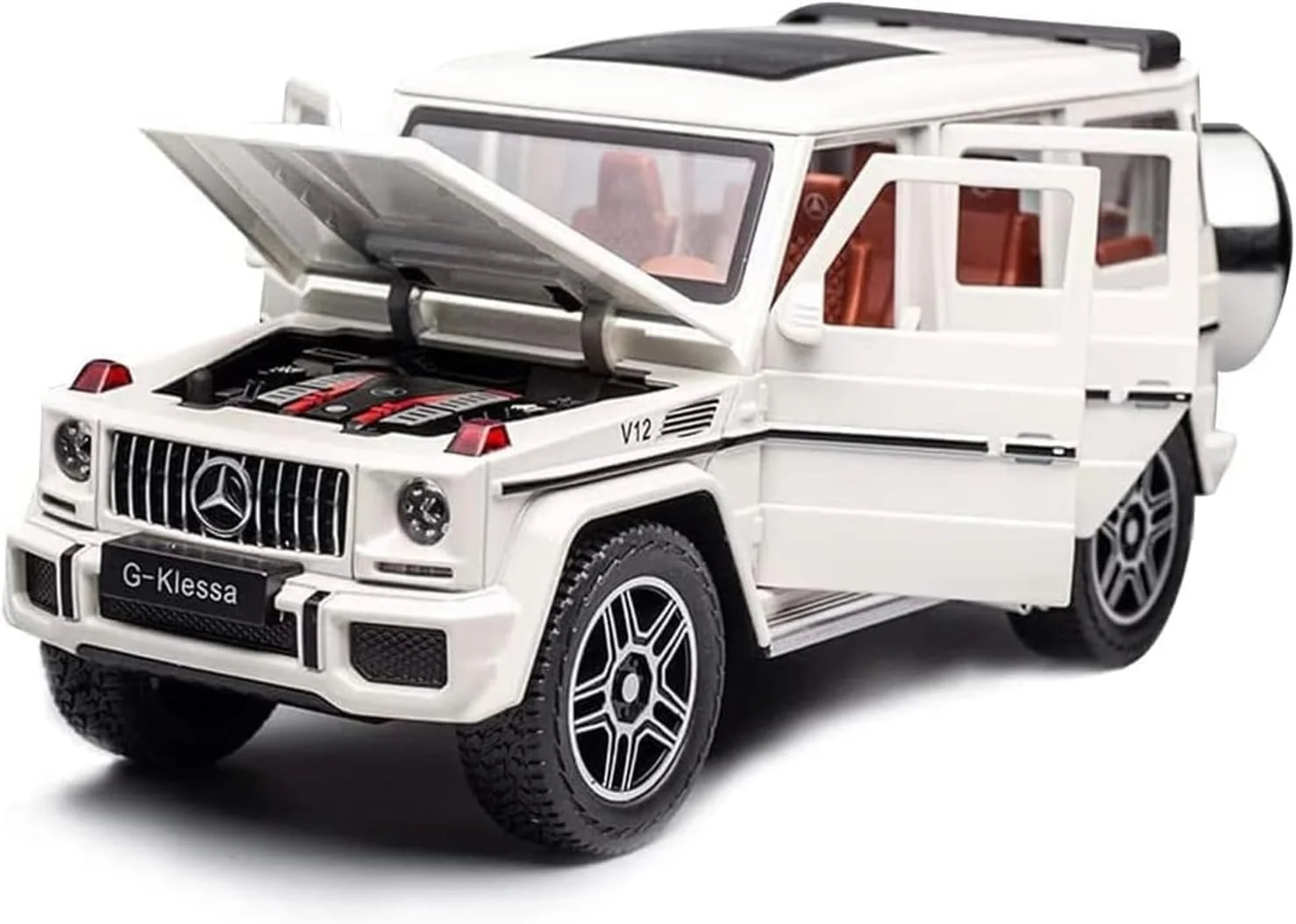 اسباب بازی های ماشین نفیس برای پسران، ماشین های اسباب بازی ارزان قیمت برای کودکان، مدل ماشین نفیس بنز G63 AMG مدل 1/24 با صدا و نور (سفید)