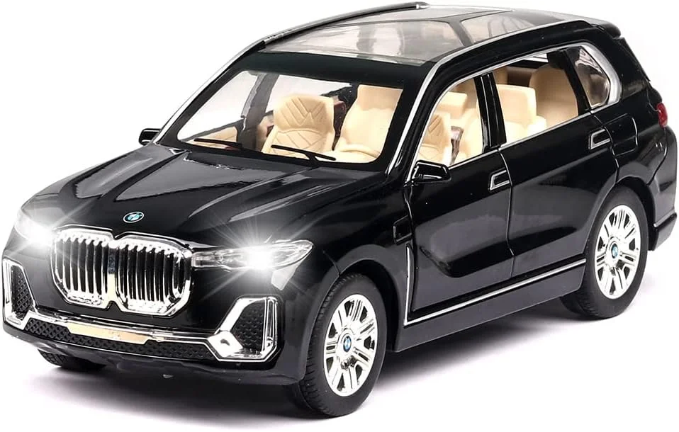 مدل ماشین اسباب بازی BMW X7 SUV مقیاس 1/24، ماشین های اسباب بازی دایکست، آلیاژ روی، عقب کشیدنی، با صدا و نور، هدیه برای کودکان دختر و پسر، هدیه تولد، کلکسیونی.