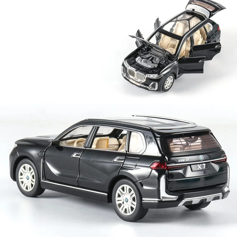 مدل ماشین اسباب بازی BMW X7 SUV مقیاس 1/24، ماشین های اسباب بازی دایکست، آلیاژ روی، عقب کشیدنی، با صدا و نور، هدیه برای کودکان دختر و پسر، هدیه تولد، کلکسیونی.
