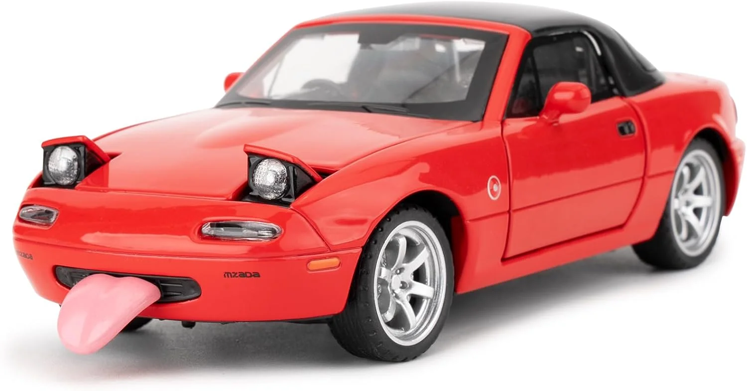 ماکت اسباب بازی 1/32 مزدا میاتا، مدل آلیاژی ماشین دایکست MX-5، ماشین اسباب بازی عقب کشیدنی با سقف جداشدنی، دارای صدا و چراغ های روشن، ماشین کلکسیونی دایکست مزدا میاتا برای کودکان (قرمز)
