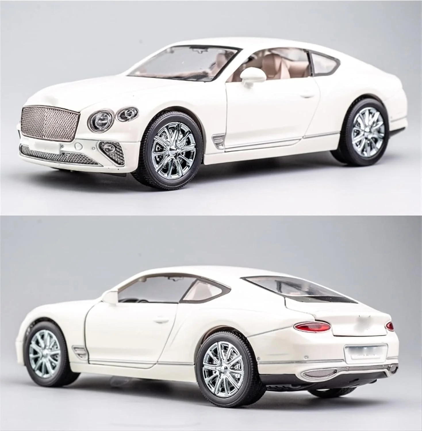 مدل ماشین فلزی دایکست YBSM، شبیه سازی بالا، اسباب بازی چراغ دار و صدا دار، هدیه تولد کودک، مقیاس 1:24 مناسب برای بنتلی کانتیننتال جی تی (رنگ: سفید)