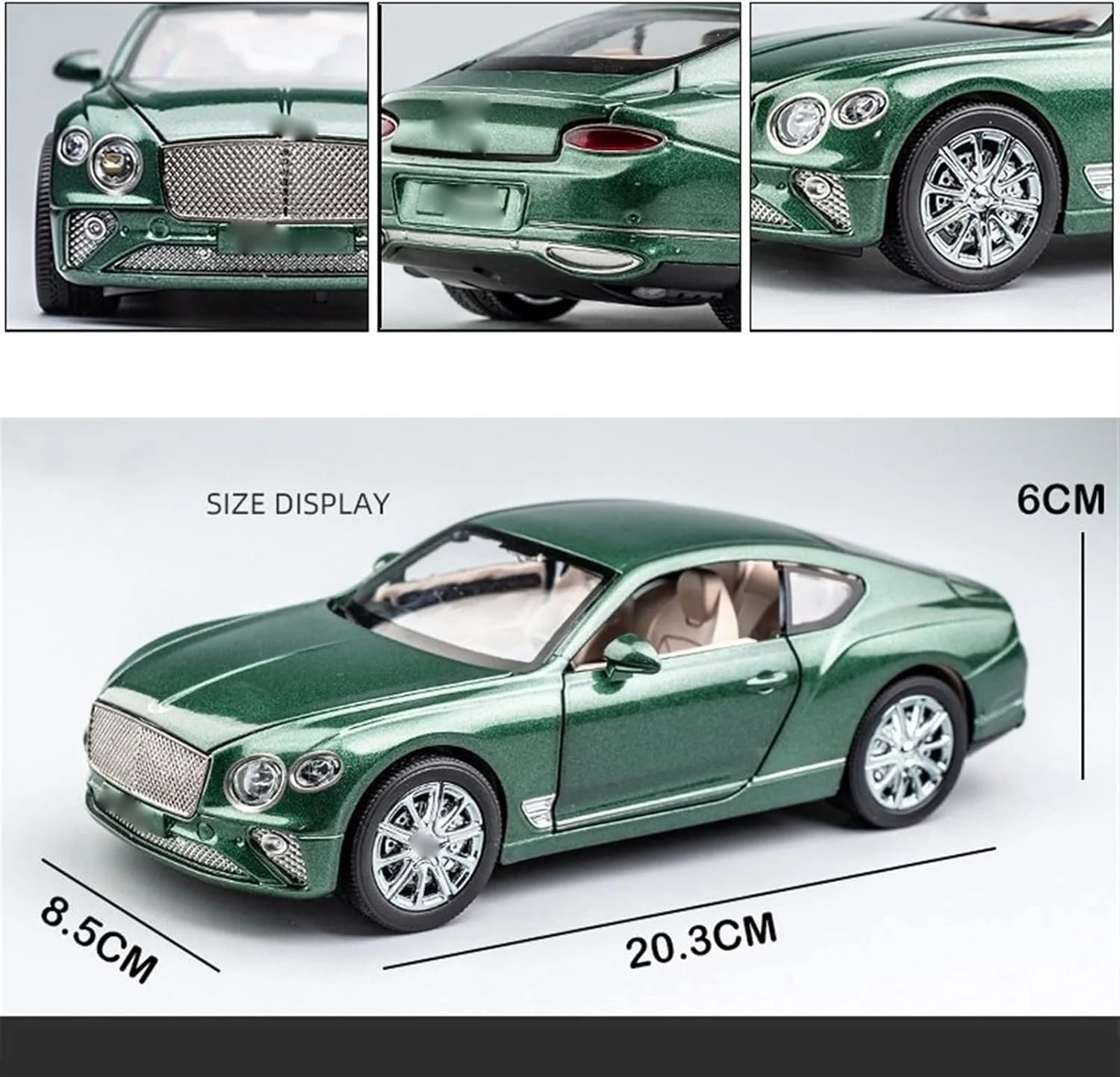 مدل ماشین فلزی دایکست YBSM، شبیه سازی بالا، اسباب بازی چراغ دار و صدا دار، هدیه تولد کودک، مقیاس 1:24 مناسب برای بنتلی کانتیننتال جی تی (رنگ: سفید)