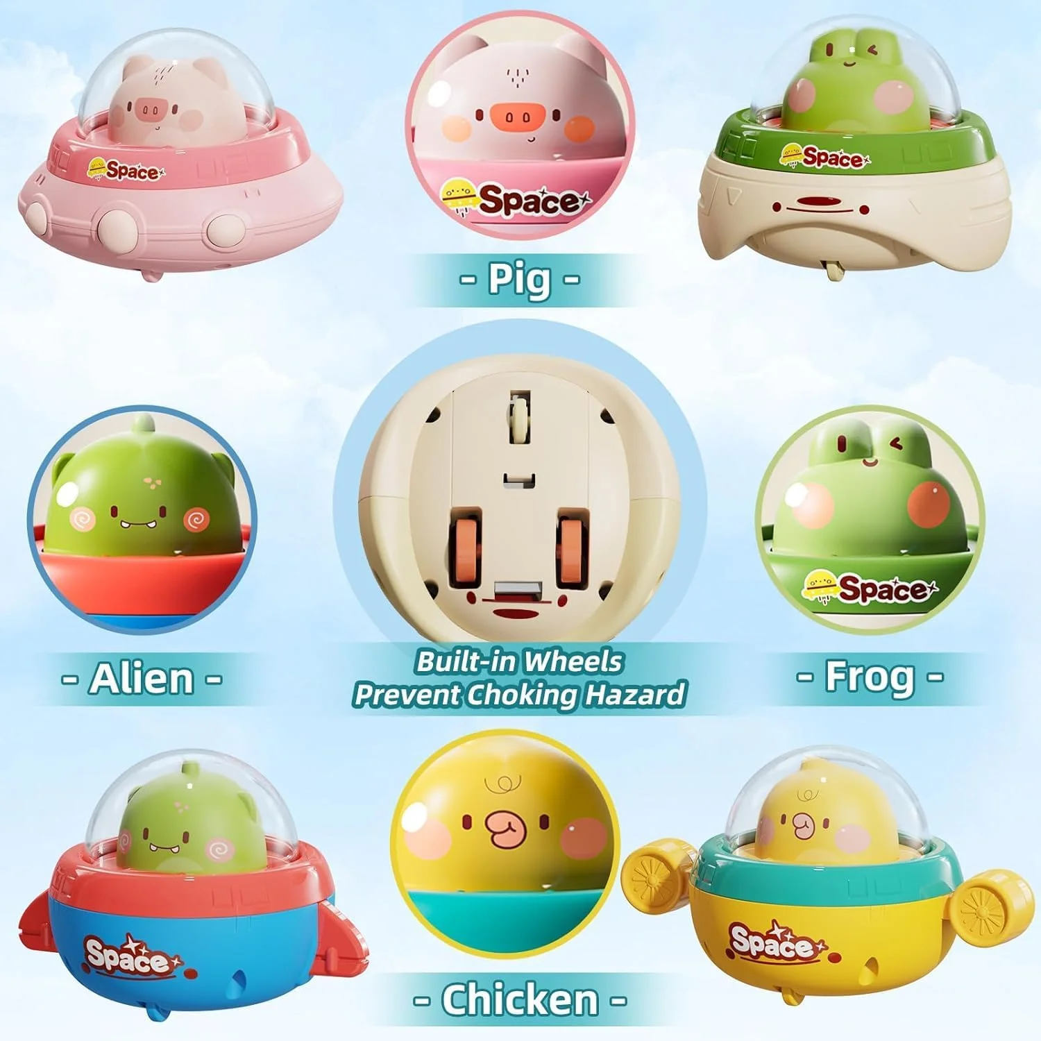 مجموعه ۴ عددی ماشین های اسباب بازی دایناسوری فشاری برای کودکان ۱ تا ۳ سال، ماشین های مسابقه ای حیوانات، مجموعه وسایل نقلیه بازی نوزاد، ماشین های اسباب بازی اصطکاکی فشاری برای نوزادان ۶-۹-۱۲-۱۸ ماهه، هدیه تولد ۱ سالگی برای پسران ۱-۲ ساله