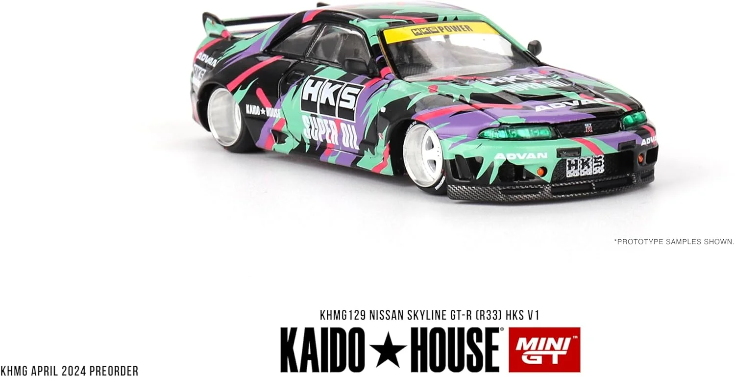 مدل ماشین دایکست Nissan Skyline GT-R (R33) HKS V1 نسخه محدود Kaido House KHMG129 در مقیاس 1:64