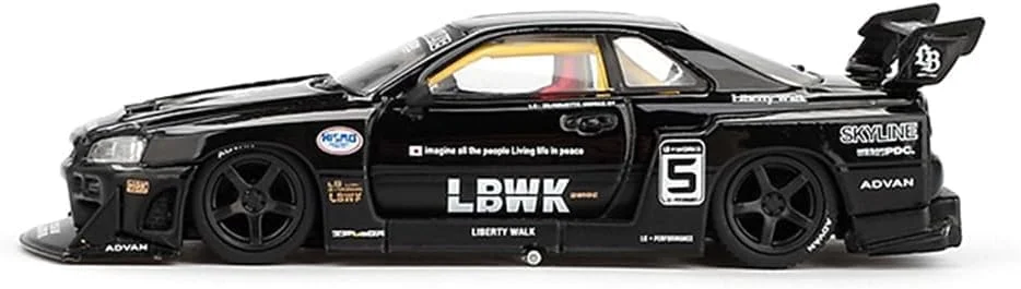 مدل ماشین دایکست سازگار با مینی جی تی 1:64 نیسان اسکای لاین LB-ER34 سوپر سیلوئت مشکی نسخه محدود MGT00844