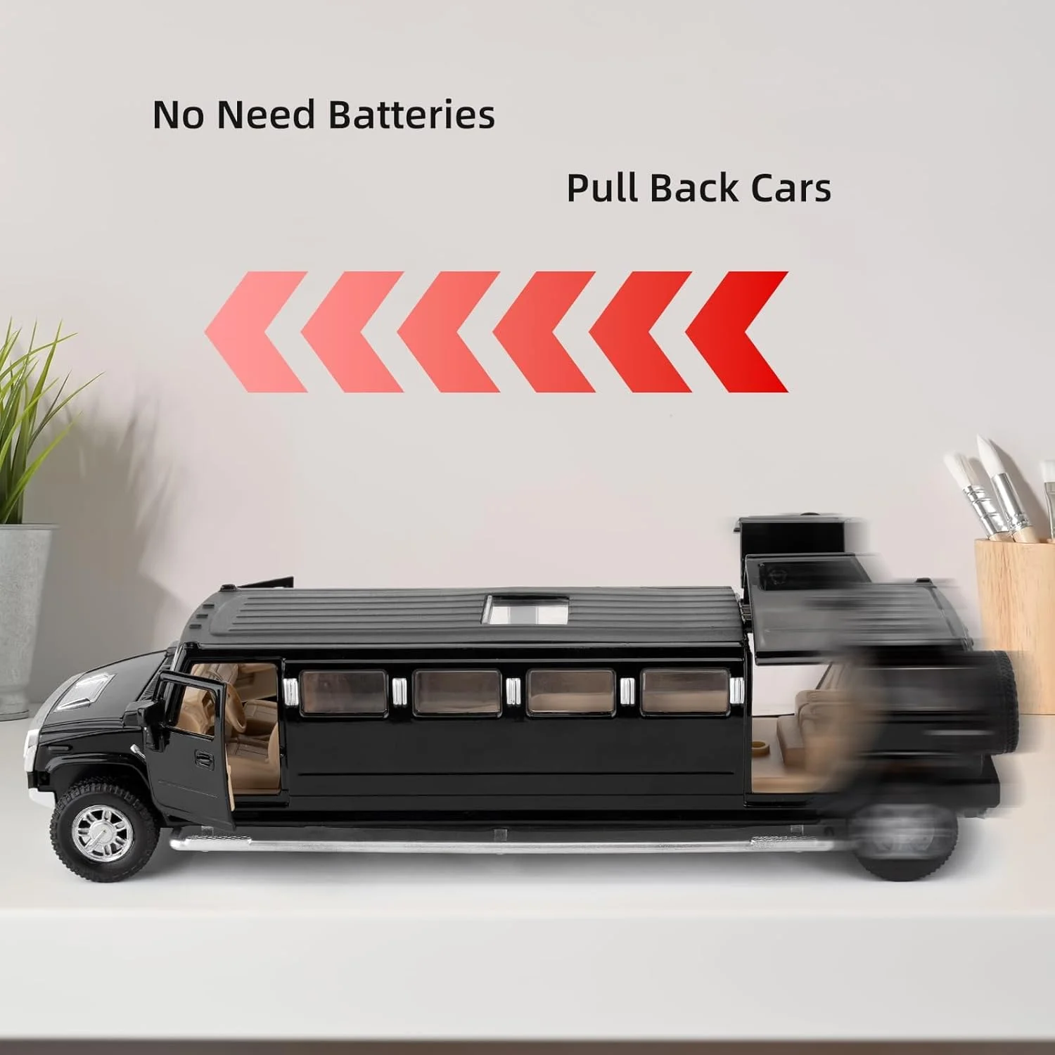 مدل لیموزین فلزی در مقیاس ۱/۳۲، ماشین اسباب بازی لیموزین کشیده آلیاژی با صدا و نور، عملکرد عقب کش، ۷ درب بازشو واقعی برای کودکان، پسران و دختران (مشکی)