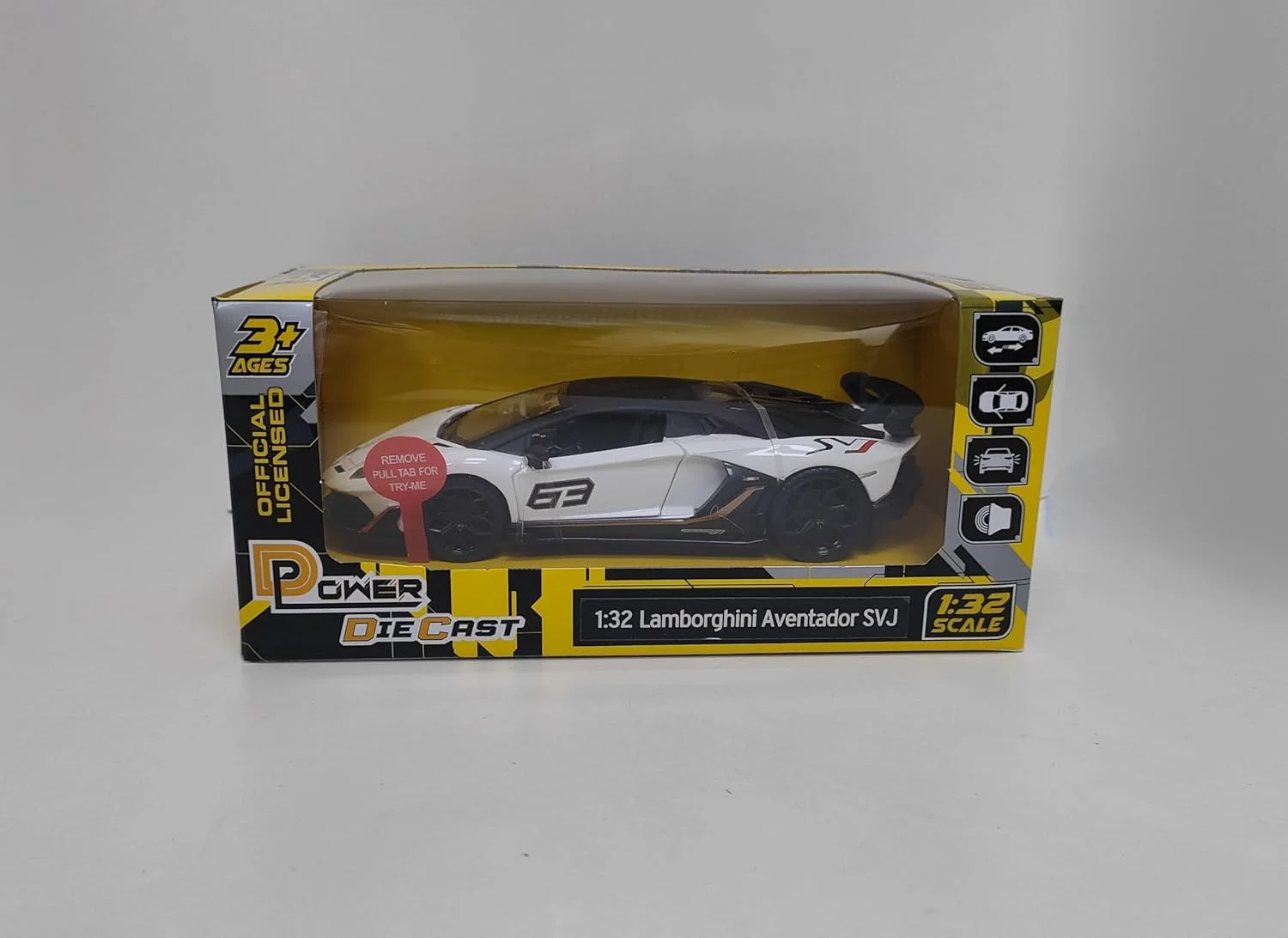 دی-پاور – لامبورگینی اونتادور SVJ - سفید | ماکت دایکست، آیتم کلکسیونی نهایی، سوپر اتومبیل ها | وسایل نقلیه اسباب بازی، مدل ماشین فلزی - مجموعه عقب کش | سایز - 1:32، برای کودکان 3+ دی-پاور – لامبورگینی اونتادور SVJ - سفید | ماکت دایکست، آیتم کلکسیونی نهایی، سوپر اتومبیل ها | وسایل نقلیه اسباب بازی، مدل ماشین فلزی - مجموعه عقب کش | سایز - 1:32، برای کودکان 3+