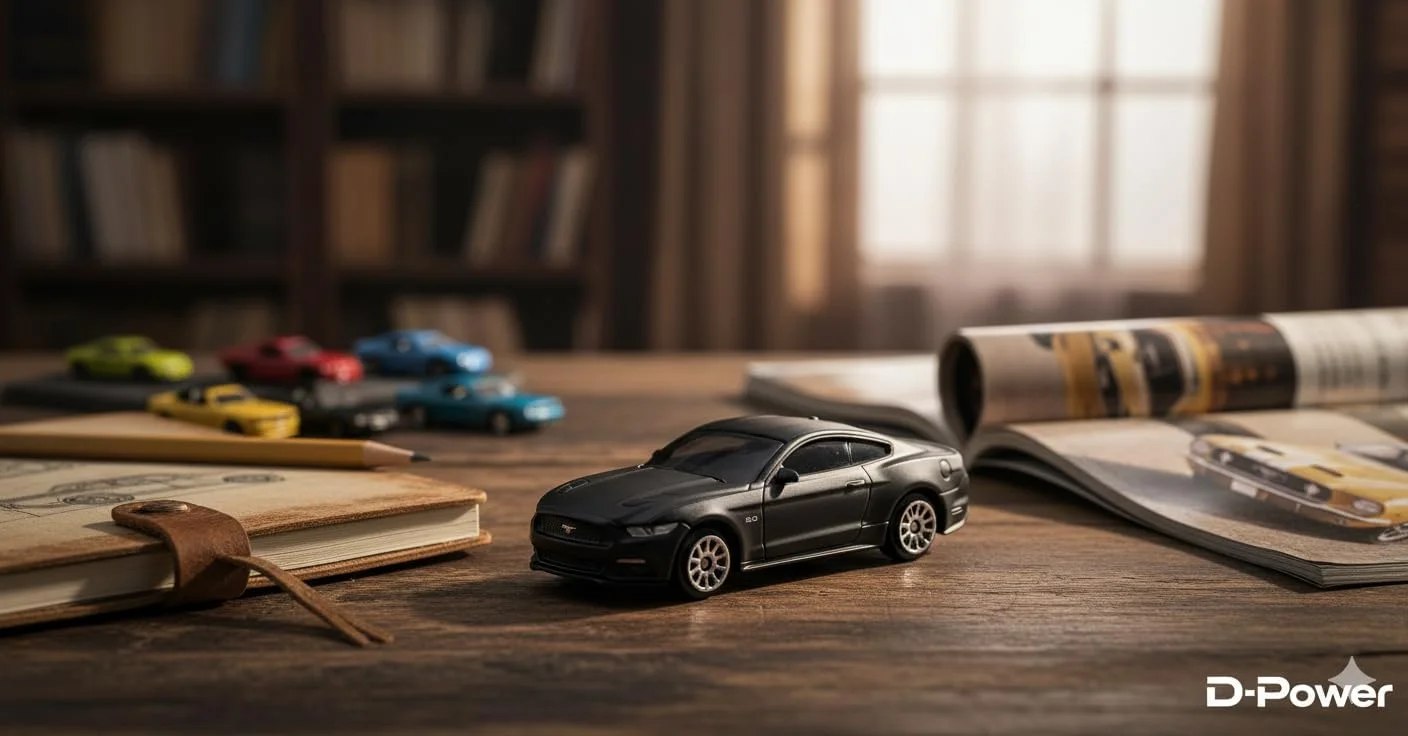 مدل کلکسیونی فورد موستانگ ۲۰۱۵ دای‌کست D-Power مقیاس ۱:۶۴ (مشکی مات) | بدنه فلزی، چرخ‌های روان