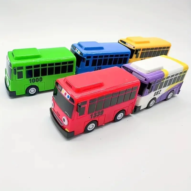 مجموعه 5 عددی اسباب بازی اتوبوس های Tayo برای کودکان، مقیاس 1:64، اتوبوس های متصل شونده با قلاب، مجموعه 5 تایی اتوبوس کوچک Tayo، هدیه ماشین های عقب کشیدنی برای پسران و دختران