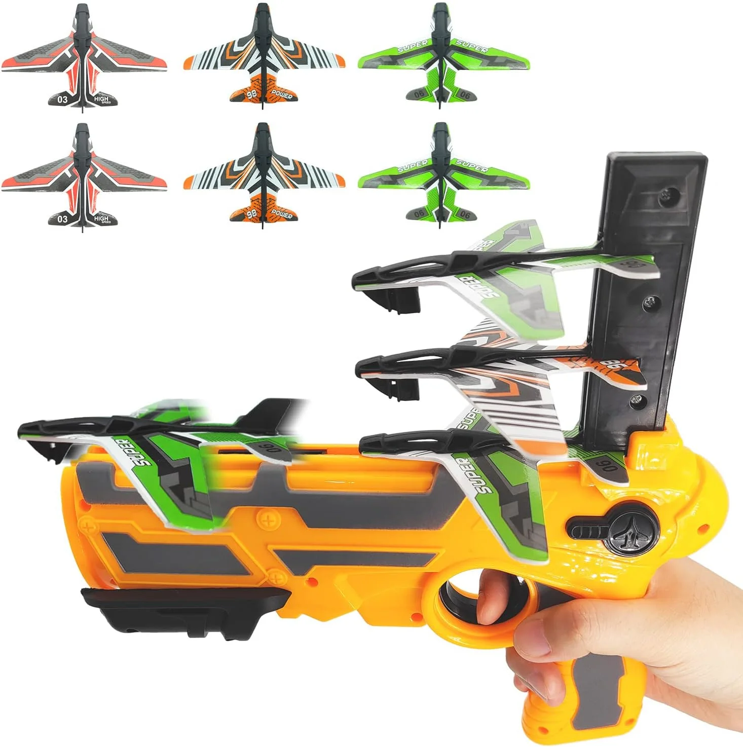 اسباب بازی هواپیمای پرتابی حبابی برای کودکان 4 تا 10 سال، بازی پرتاب هواپیمای فومی مدل خروج با یک کلیک با 6 پرتابگر گلایدر، هدیه جشن تولد