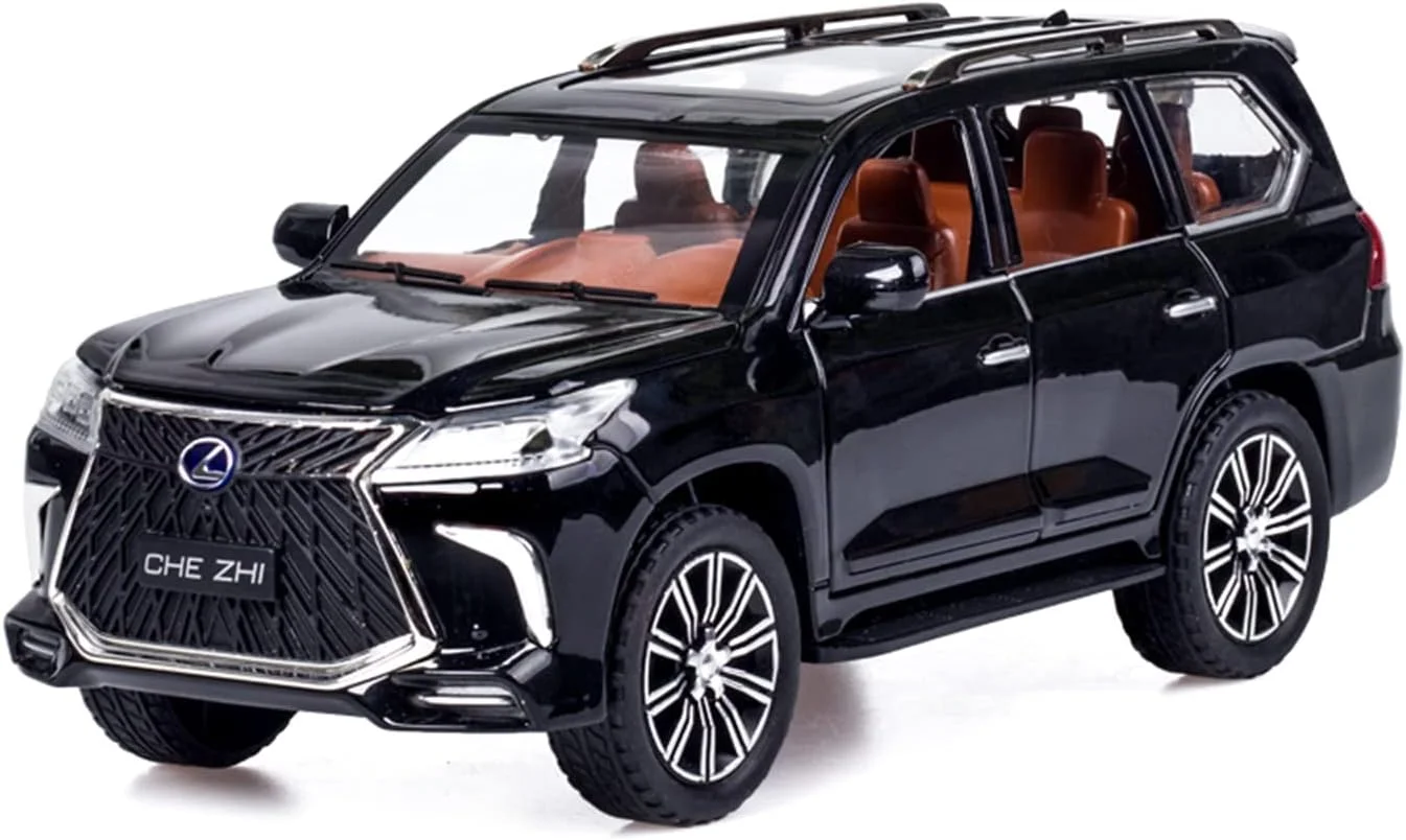 مدل ماشین دایکست مقیاس 1/24 - ماشین اسباب بازی آلیاژ روی با قابلیت عقب کشیدن همراه با صدا و نور، ماشین کلکسیونی برای بزرگسالان، پسران و دختران (مشکی)