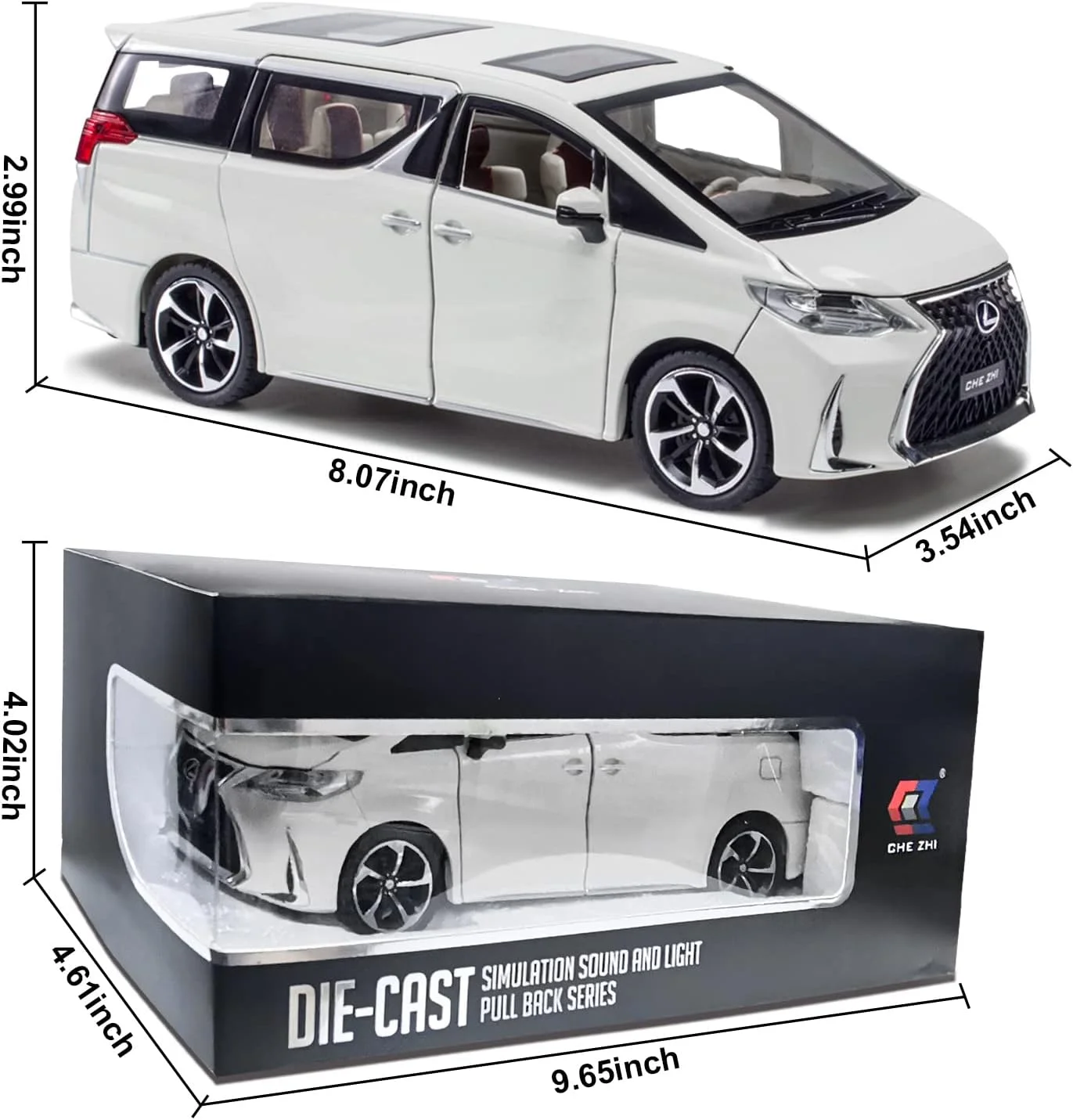 مدل ماشین فلزی دایکست - مدل ماشین مقیاس 1:24 با صدا و نور، مدل ماشین با صدا و نور برای کودکان بالای 3 سال. (سفید)