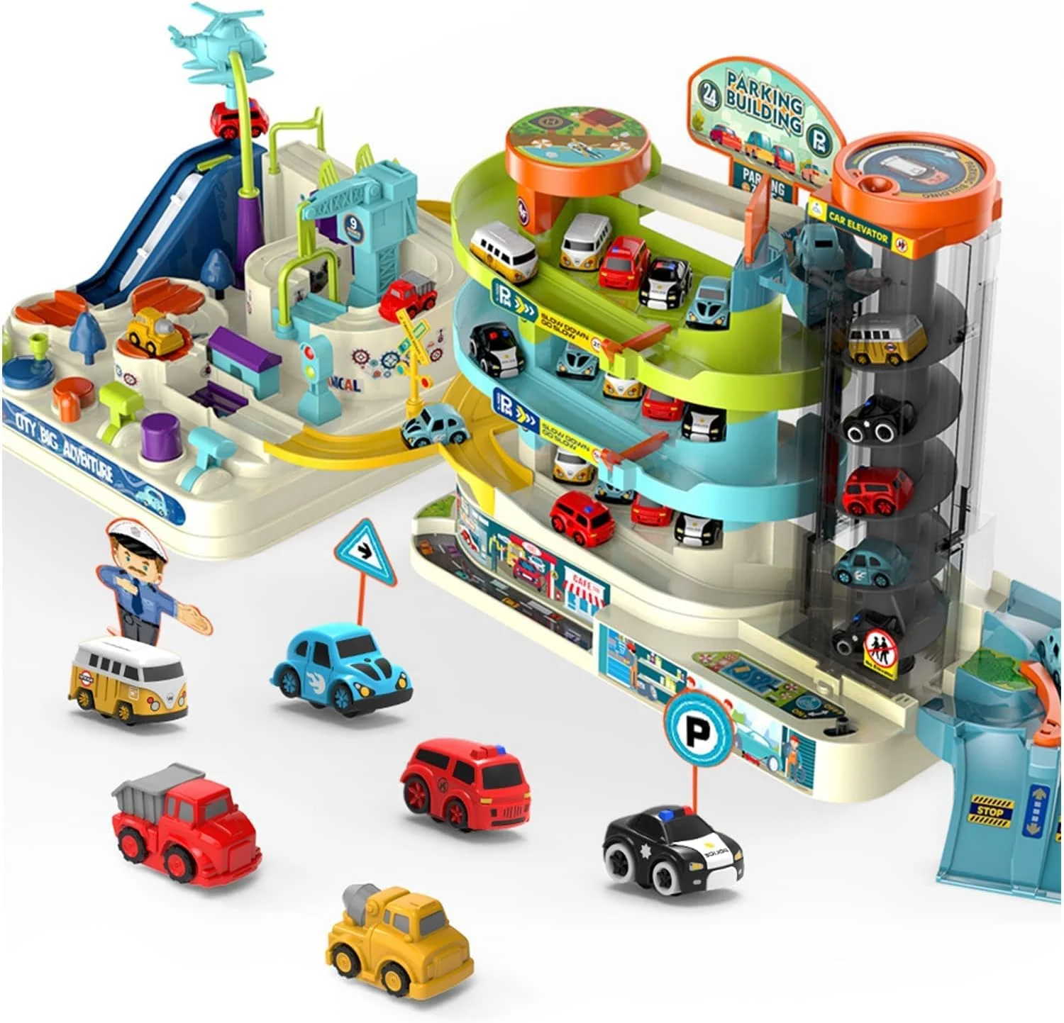 اسباب بازی ماشین ریلی برقی Beauenty، پارکینگ ساختمان، ماجراجویی مسابقه ای، اسباب بازی های ماشین ریلی، ماشین های ریلی تعاملی مکانیکی مغز کودکان (A)