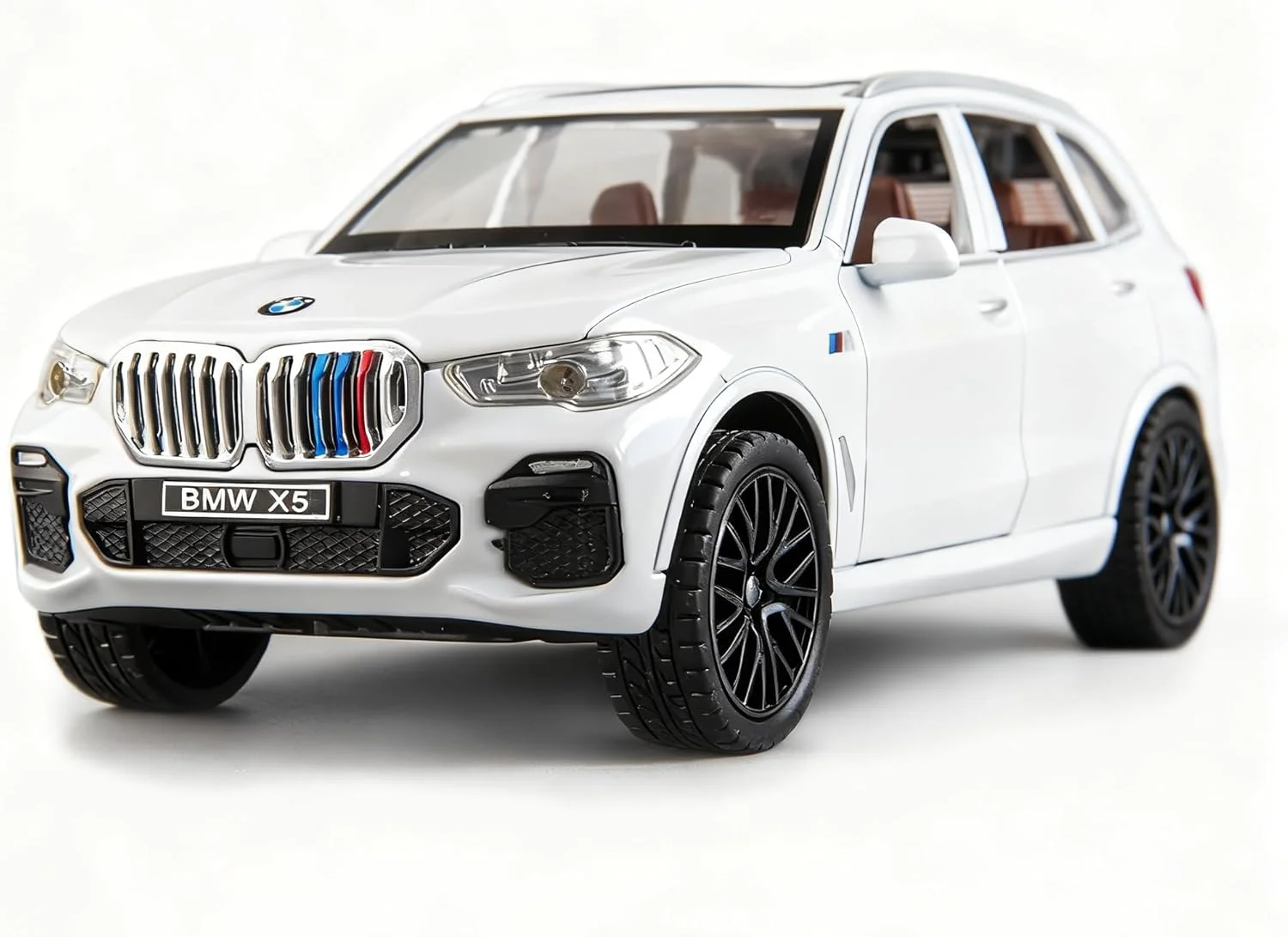 مدل ماشین اسباب بازی BDTCTK 1:32، سازگار با X5 SUV، ماشین اسباب بازی عقب کشیدنی آلیاژ روی با صدا و نور، هدیه ای برای پسران و دختران کودک (سفید)