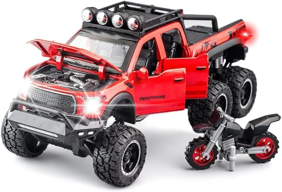 مدل ماشین آزون برای پسران، اسباب بازی ماشین فلزی دایکاست در مقیاس 1/32، ماشین عقب کشیدنی با صدا و چراغ برای هدیه کودکان، دارای 4 درب بازشو، بدنه آلیاژ روی بادوام - کلکسیونی هدیه کودکان (قرمز برای GT500)