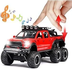 مدل ماشین آزون برای پسران، اسباب بازی ماشین فلزی دایکاست در مقیاس 1/32، ماشین عقب کشیدنی با صدا و چراغ برای هدیه کودکان، دارای 4 درب بازشو، بدنه آلیاژ روی بادوام - کلکسیونی هدیه کودکان (قرمز برای GT500)