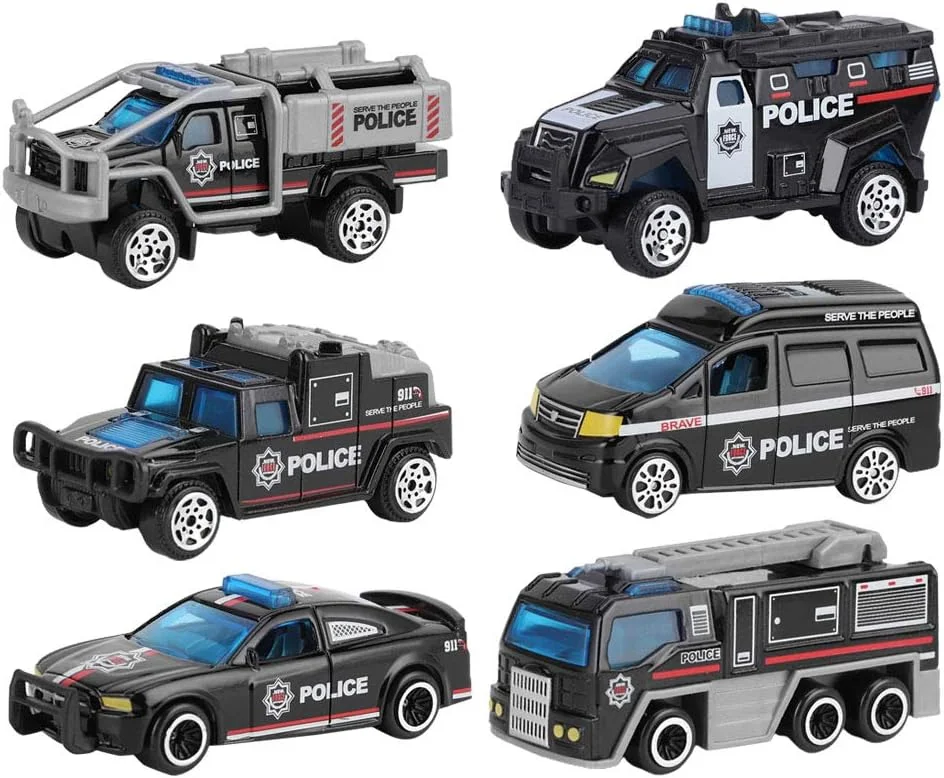 مجموعه 6 عددی ماشین های مهندسی، مقیاس 1:64 عقب کش فلزی دایکاست، مدل شبیه سازی شده ماشین اسباب بازی برای کودکان نوپا، دختران و پسران (شماره 1)