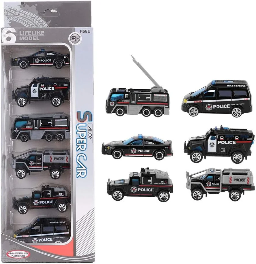 مجموعه 6 عددی ماشین های مهندسی، مقیاس 1:64 عقب کش فلزی دایکاست، مدل شبیه سازی شده ماشین اسباب بازی برای کودکان نوپا، دختران و پسران (شماره 1)