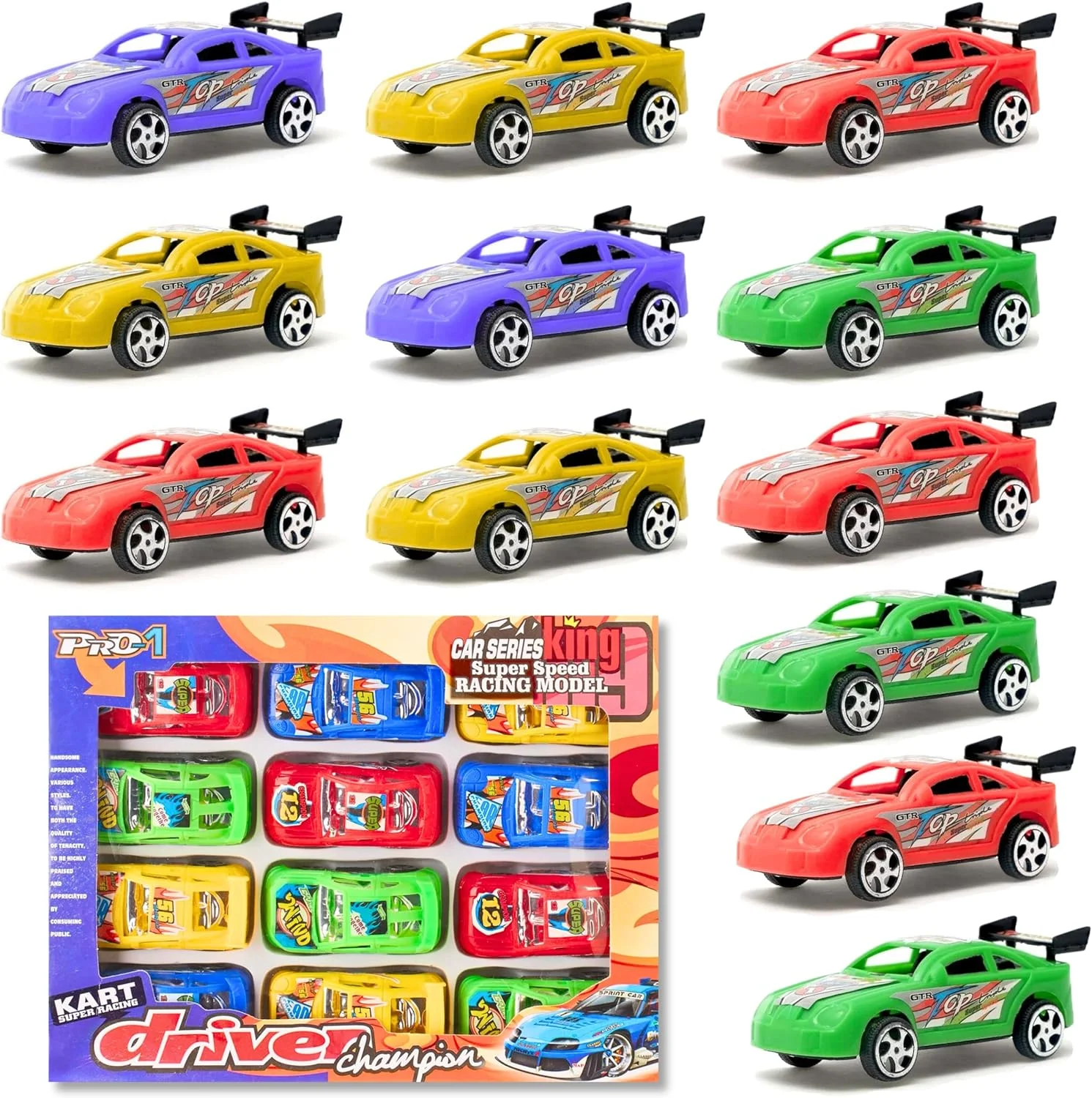 مجموعه ۱۲ عددی ماشین‌های مسابقه ای فشاری – مجموعه ماشین‌های کوچک عقب‌کش برای کودکان، مجموعه ماشین اسباب بازی کودکان نوپا برای پسران و دختران – توسعه مغز، بازی خیالی و یادگیری خلاقانه – هدیه برای سنین ۳ سال به بالا