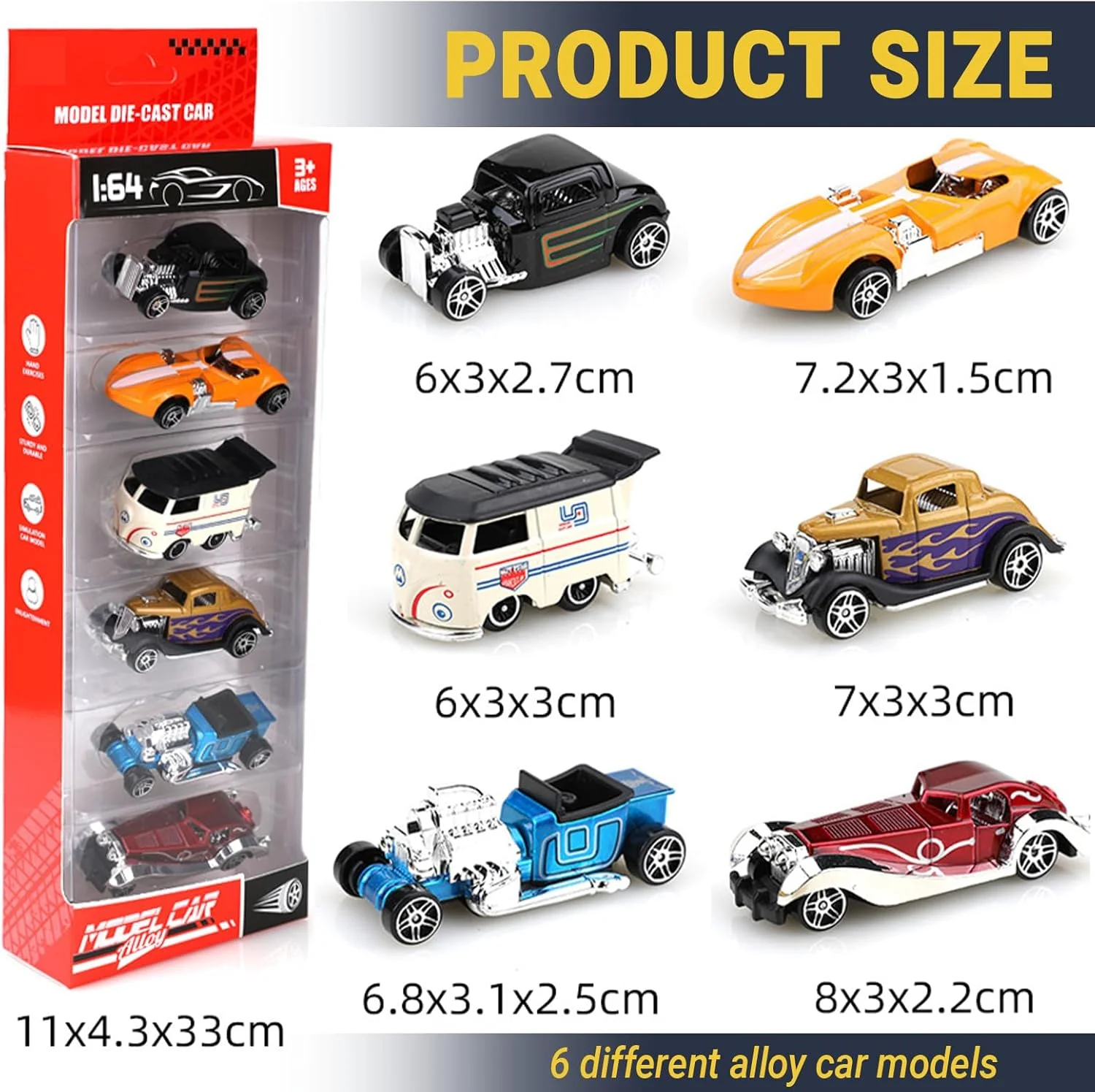 مجموعه 6 عددی ماشین های اسباب بازی – مجموعه ماشین فلزی مقیاس 1:64 برای پسران 2 تا 8 سال و کلکسیونرها، شامل ماشین های مسابقه ای و ماشین های اسپرت – مجموعه ماشین اسباب بازی برای کودکان (مجموعه اسکوتر آلیاژی XMX-6A (6 قطعه))