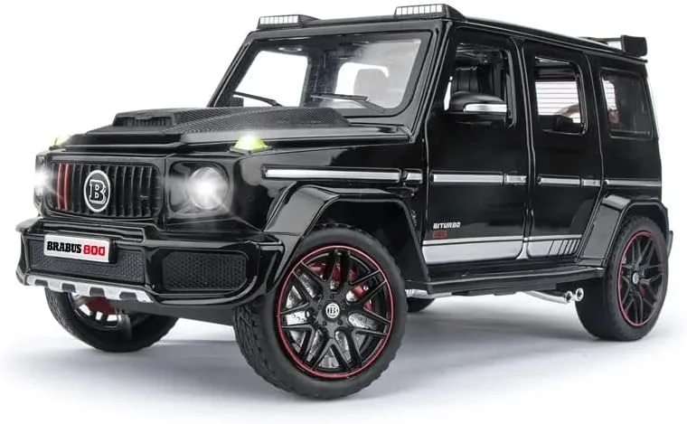 مدل آلیاژی مرسدس بنز BRABS G800 ماشین اسپرت مقیاس 1:22 با قابلیت عقب کشیدن، صدا و نور | ماشین فلزی اسباب بازی هدیه تولد برای پسران و دختران کودک/بزرگسال (مشکی)