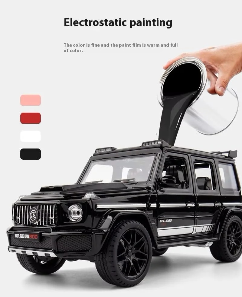 مدل آلیاژی مرسدس بنز BRABS G800 ماشین اسپرت مقیاس 1:22 با قابلیت عقب کشیدن، صدا و نور | ماشین فلزی اسباب بازی هدیه تولد برای پسران و دختران کودک/بزرگسال (مشکی)