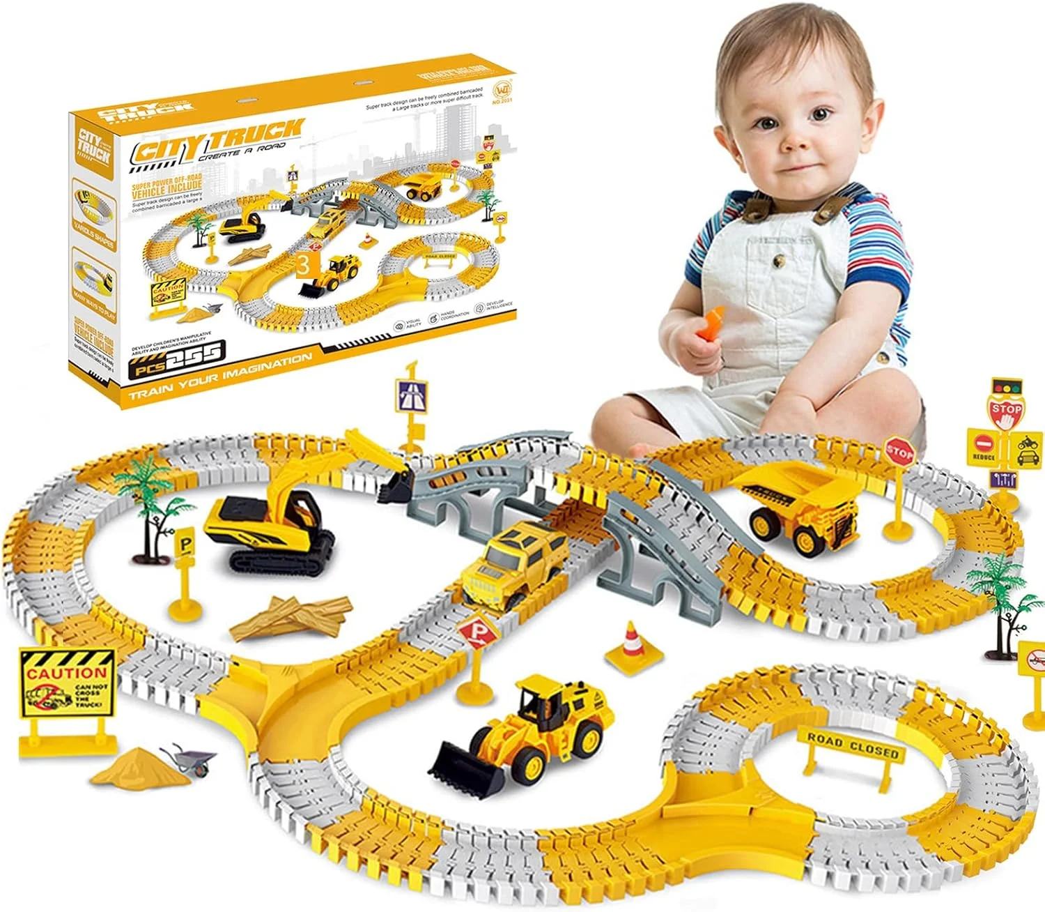 پیست مسابقه ساختمانی AM ANNA، 255 قطعه، اسباب بازی پسرانه، سری پیست، مجموعه اسباب بازی پیست قطار انعطاف پذیر برای پسران و دختران 3، 4، 5 و 6 ساله، بازی مسابقه ای جاده ای با منظره شهری، هدیه کریسمس و تولد پیست مسابقه ساختمانی AM ANNA، 255 قطعه، اسباب بازی پسرانه، سری پیست، مجموعه اسباب بازی پیست قطار انعطاف پذیر برای پسران و دختران 3، 4، 5 و 6 ساله، بازی مسابقه ای جاده ای با منظره شهری، هدیه کریسمس و تولد