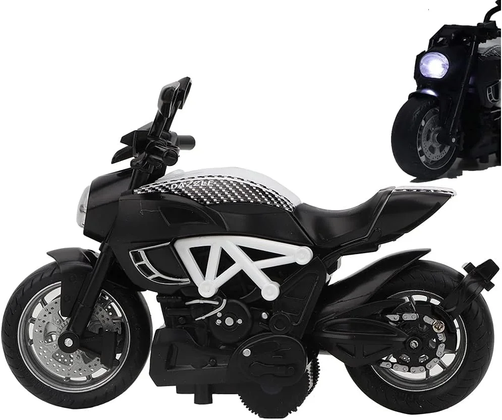 موتور سیکلت اسباب بازی آلیاژی برقی، مدل موتور سیکلت اسباب بازی، با موسیقی و نور، هدیه ای برای کودکان، دکوراسیون موتور سیکلت، مقاوم در برابر سایش، مقاوم در برابر افتادن، 2 رنگ (سفید)