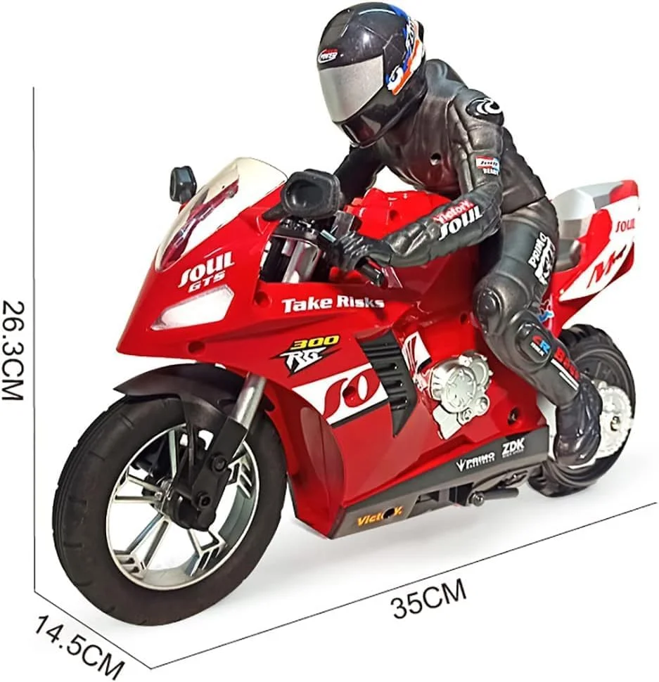 موتورسیکلت کنترلی بسیار بزرگ 35 سانتی متری حرفه ای دریفت و حرکات نمایشی با قابلیت حفظ تعادل خودکار - مدل تمرینی هدیه پسرانه دخترانه