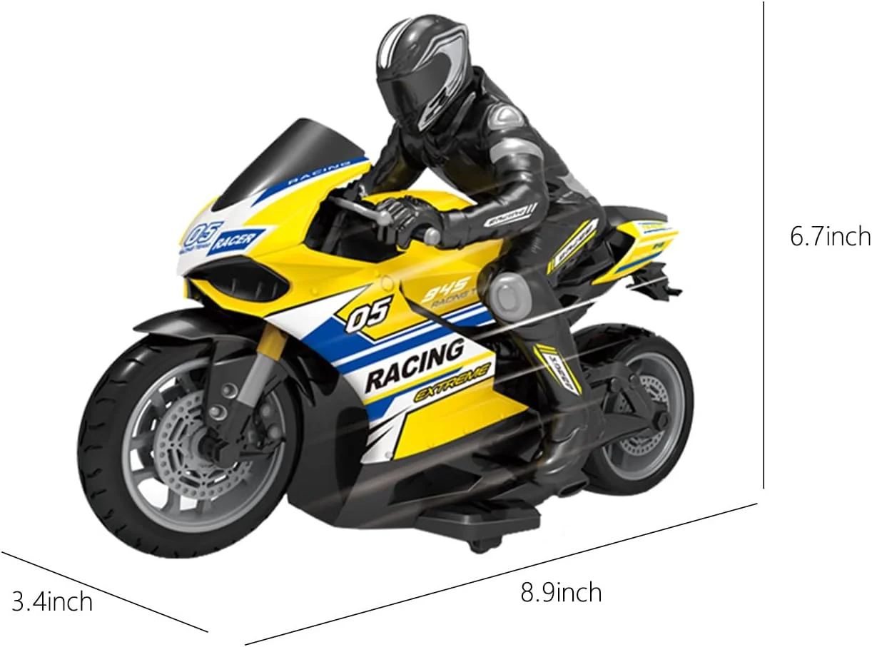 موتورسیکلت کنترلی از راه دور 2.4G 1/10 با سرعت بالا، مناسب برای دریفت و مسابقه، اسباب بازی پسرانه و دخترانه 5 تا 12 سال