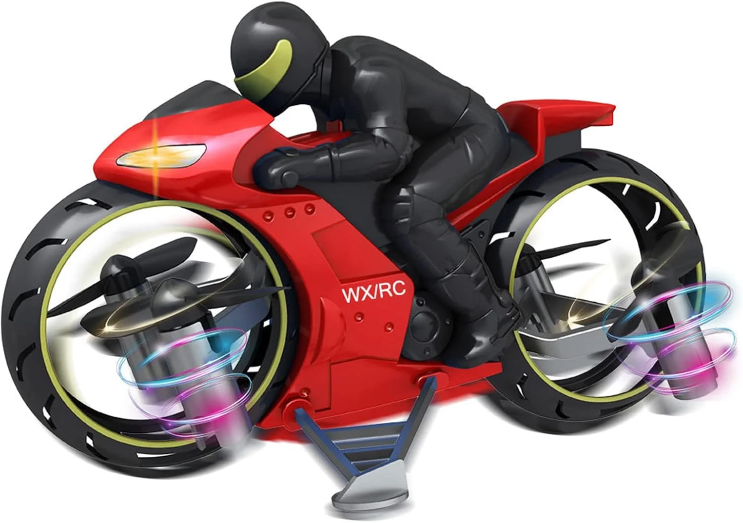 موتورسیکلت بدلکاری کنترلی، موتورسیکلت بدلکاری کنترلی 2 در 1، موتورسیکلت پرنده زمینی با قابلیت چرخش 360 درجه، اسباب بازی دریفت کودکان (قرمز)