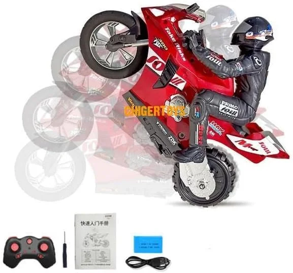 موتورسیکلت RC مسابقه ای دریفت تعادل خود تثبیت شونده 8 کاناله با قابلیت ایستادن تک چرخ و چرخش 360 درجه، مدت زمان استفاده 60 دقیقه (قرمز)