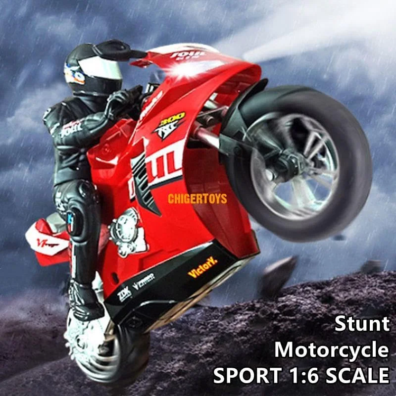 موتورسیکلت RC مسابقه ای دریفت تعادل خود تثبیت شونده 8 کاناله با قابلیت ایستادن تک چرخ و چرخش 360 درجه، مدت زمان استفاده 60 دقیقه (قرمز)