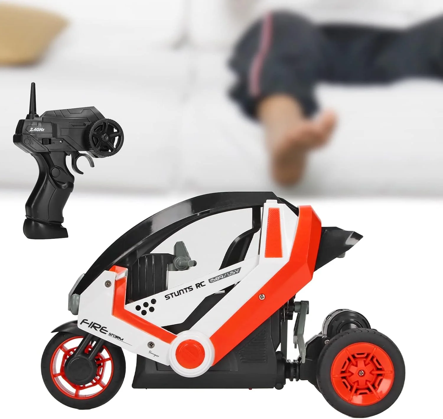 موتور سیکلت دریفت کنترلی، شعاع گردش کوچک با قابلیت ضد تداخل فوق العاده 2.4 گیگاهرتز به همراه کابل شارژ مناسب فضای باز - نارنجی