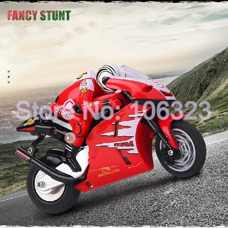 موتورسیکلت بدلکاری فانتزی آماده حرکت، مینی موتور سیکلت کنترلی رادیویی، مسابقه درگ، ترمز پرشی (قرمز)