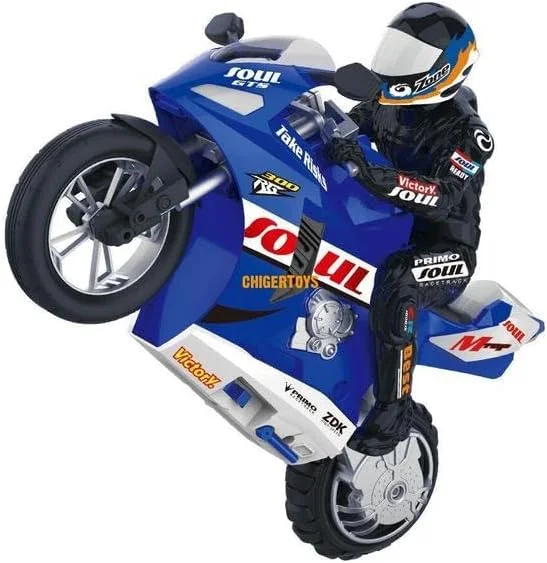 موتورسیکلت کنترلی تعادلی 1:6 با سرعت بالا 20 کیلومتر بر ساعت و قابلیت دریفت 360 درجه، مناسب هدیه تولد کودکان (آبی)