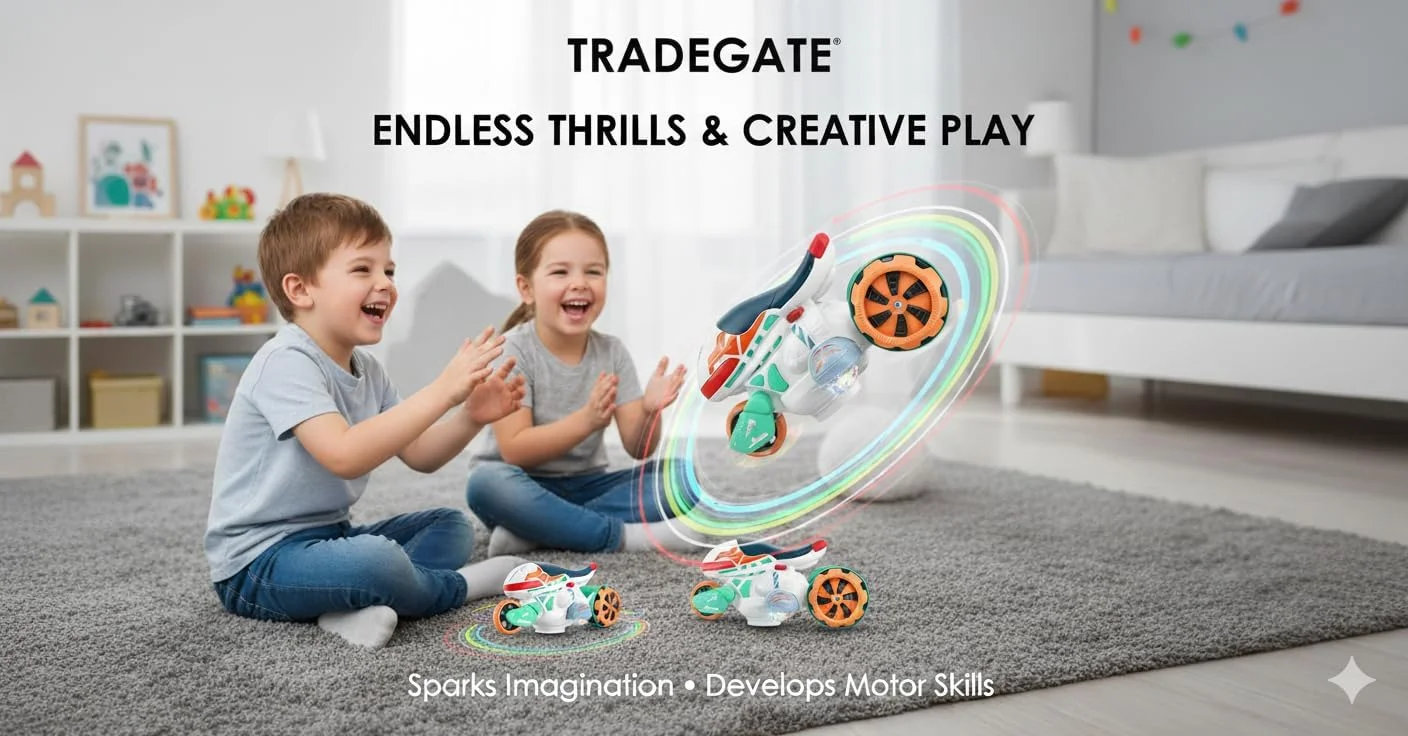 موتور سیکلت دریفت الکتریکی 360 درجه، چراغ های LED و جلوه های صوتی، موتور بدلکاری متحول شونده با چرخ چرخان، 24.2 x 12.8 سانتی متر، 3 سال به بالا موتور سیکلت دریفت الکتریکی 360 درجه، چراغ های LED و جلوه های صوتی، موتور بدلکاری متحول شونده با چرخ چرخان، 24.2 x 12.8 سانتی متر، 3 سال به بالا