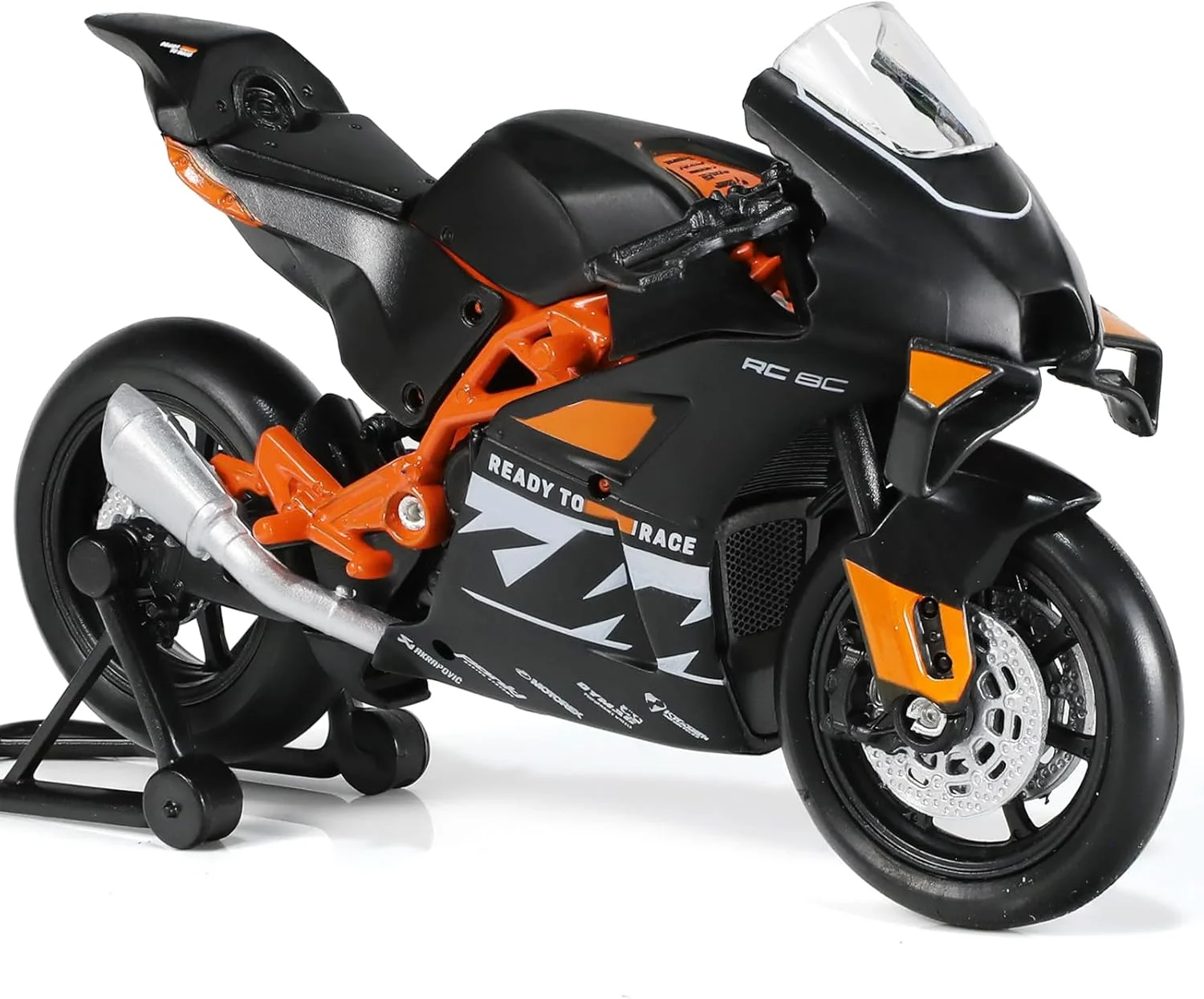 مدل موتورسیکلت ریس اوپن 1:18 برای KTM RC 8C، فلزی دایکاست با پلاستیک، مدل موتورسیکلت برای Welly، بدون نیاز به مونتاژ، مینی موتور سیکلت تمام شده، هدیه برای بزرگسالان (مشکی)
